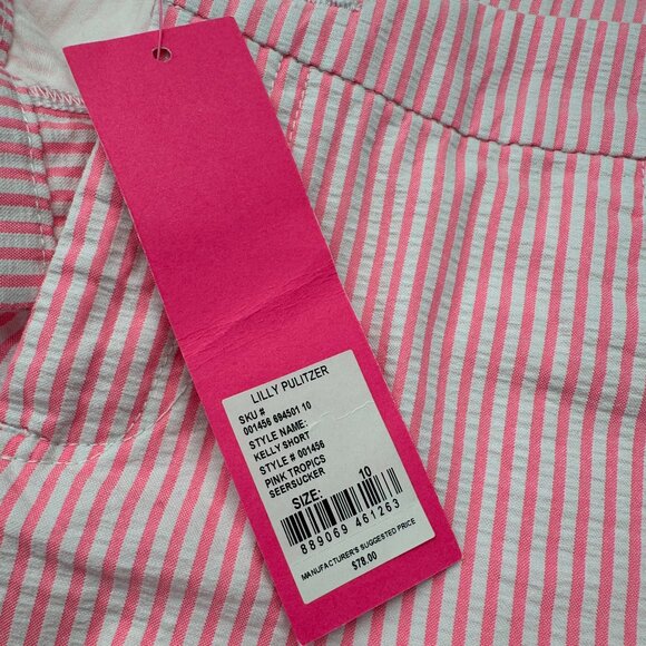 Lilly Pulitzer Kelly Shorts in Pink Tropics Seersucker NWT Size 10 - Picture 4 of 10